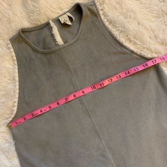 Paper Crane Dress Faux Suede Crochet Lace Trim in Gray Sz S - Picture 3 of 5